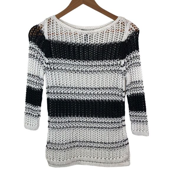 WHBM White House Black Market Open Weave Sweater Size Extra Small Stripes‎ - Picture 1 of 7